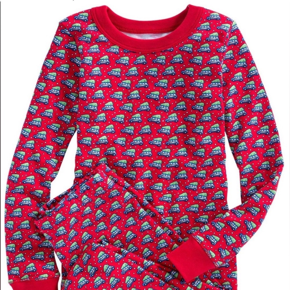 Vineyard Vines Kids Red Truck and Christmas Tree 2-Piece Pajama Set Size 6/7